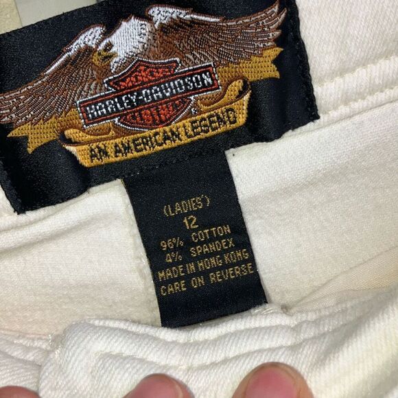 419. Vintage Harley Davidson high rise jeans size 12 in off white - Picture 8 of 8